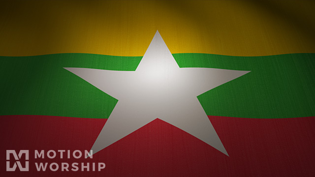 Myanmar Flag Waving