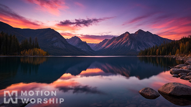 Mountain Lake Pink Purple Sunset