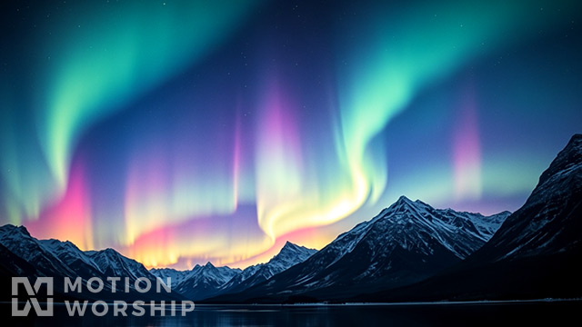 Mountain Lake Teal Green Aurora