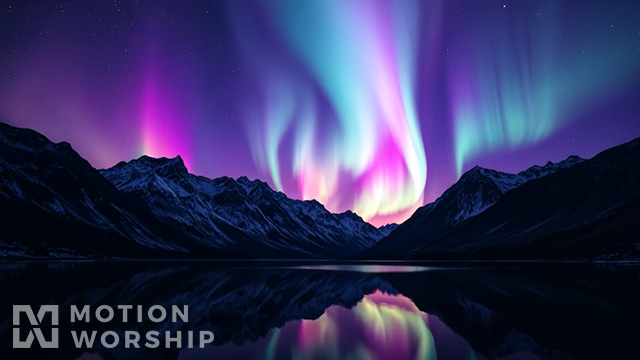 Mountain Lake Teal Pink Aurora