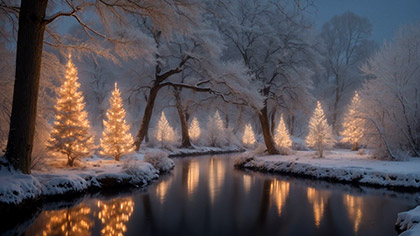 Christmas Glow Frosted River