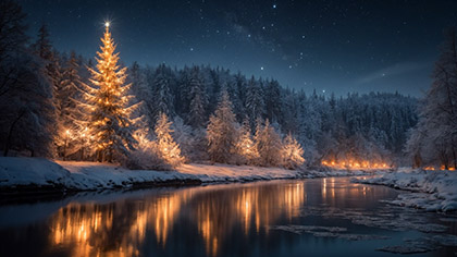 Christmas Glow Night River