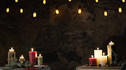 Rustic Christmas Candles Wide