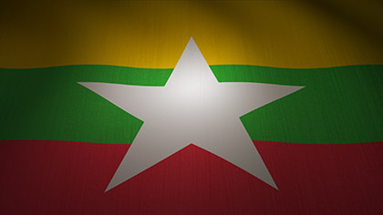 Myanmar Flag Waving