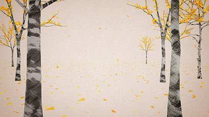 Digital Autumn Birch Forest