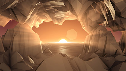 Digital Mountains Cave Sunrise