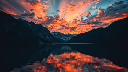 Mountain Lake Cinematic Sunset