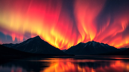 Mountain Lake Fire Aurora