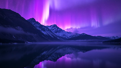 Mountain Lake Purple Auroras