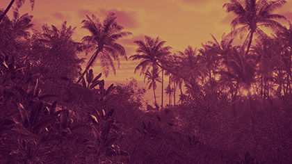 Tropical Hillside Pink Yellow