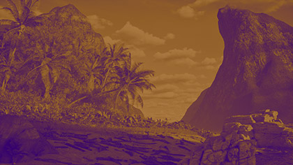Tropical Shoreline Orange Purple
