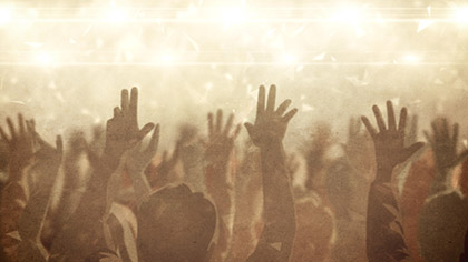 Worship Crowd Hands Gold Fast