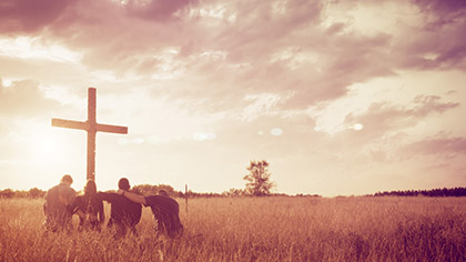 Worship Field Group Kneeling Cross